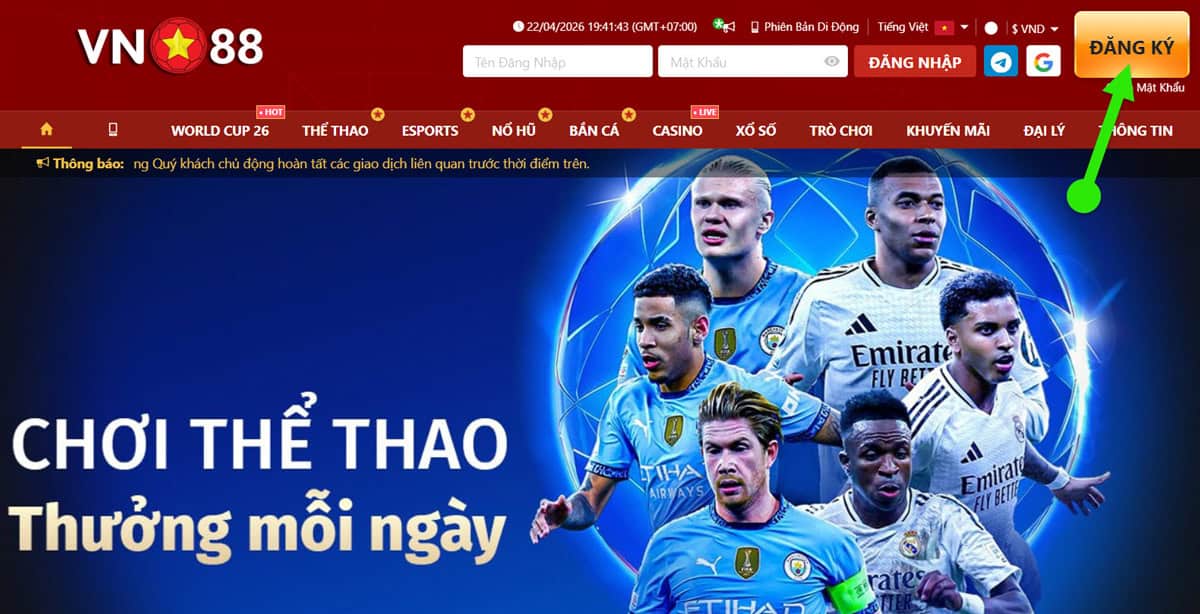 Bước 1: Truy cập nhà cái VN88
