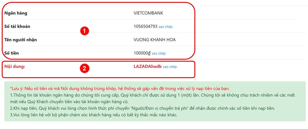 Gửi tiền VN88 4 Bước 4: Thực hiện giao dịch gửi tiền